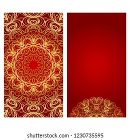 The front and rear side. mandala design elements. Wedding invitation, thank you card, save card, baby shower. Vector illustration