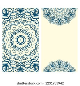 The front and rear side. mandala design elements. Wedding invitation, thank you card, save card, baby shower. Vector illustration