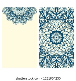 The front and rear side. mandala design elements. Wedding invitation, thank you card, save card, baby shower. Vector illustration