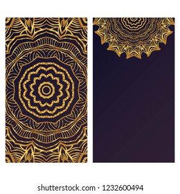 The front and rear side. mandala design elements. Wedding invitation, thank you card, save card, baby shower. Vector illustration