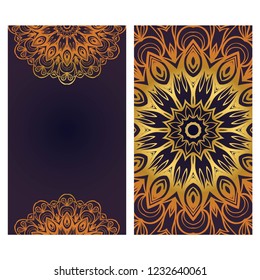 The front and rear side. mandala design elements. Wedding invitation, thank you card, save card, baby shower. Vector illustration