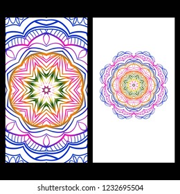 The front and rear side. mandala design elements. Wedding invitation, thank you card, save card, baby shower. Vector illustration