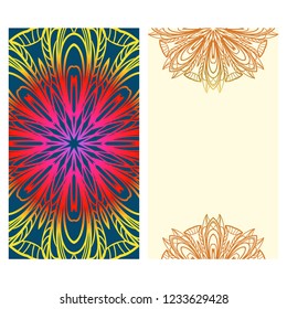 The front and rear side. mandala design elements. Wedding invitation, thank you card, save card, baby shower. Vector illustration