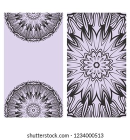 The front and rear side. mandala design elements. Wedding invitation, thank you card, save card, baby shower. Vector illustration
