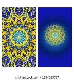 The front and rear side. mandala design elements. Wedding invitation, thank you card, save card, baby shower. Vector illustration