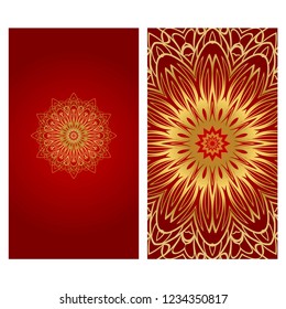 The front and rear side. mandala design elements. Wedding invitation, thank you card, save card, baby shower. Vector illustration