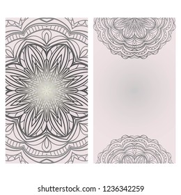 The front and rear side. mandala design elements. Wedding invitation, thank you card, save card, baby shower. Vector illustration