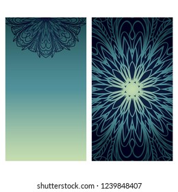 The front and rear side. mandala design elements. Wedding invitation, thank you card, save card, baby shower. Vector illustration