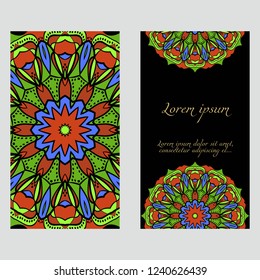 The front and rear side. mandala design elements. Wedding invitation, thank you card, save card, baby shower. Vector illustration.