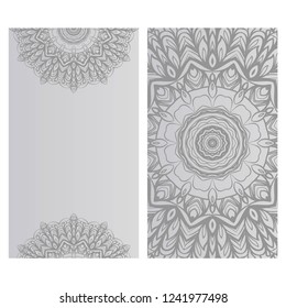 The front and rear side. mandala design elements. Wedding invitation, thank you card, save card, baby shower. Vector illustration