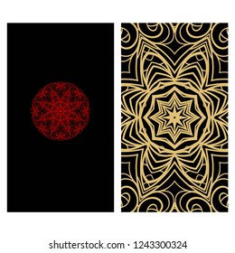 The front and rear side. mandala design elements. Wedding invitation, thank you card, save card, baby shower. Vector illustration