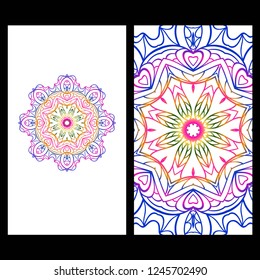 The front and rear side. mandala design elements. Wedding invitation, thank you card, save card, baby shower. Vector illustration