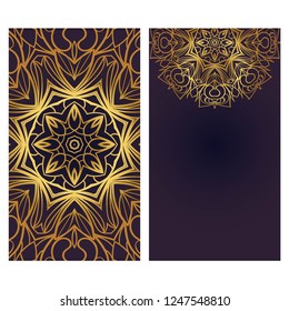 The front and rear side. mandala design elements. Wedding invitation, thank you card, save card, baby shower. Vector illustration