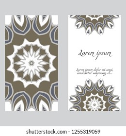 The front and rear side. mandala design elements. Wedding invitation, thank you card, save card, baby shower. Vector illustration