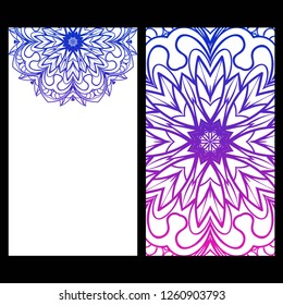 The front and rear side. mandala design elements. Wedding invitation, thank you card, save card, baby shower. Vector illustration