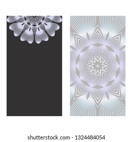 The Front And Rear Side. Mandala Design Elements. Wedding Invitation, Thank You Card, Save Card, Baby Shower. Vector Illustration. Grey color.