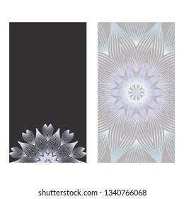 The Front And Rear Side. Mandala Design Elements. Wedding Invitation, Thank You Card, Save Card, Baby Shower. Vector Illustration. Grey color.