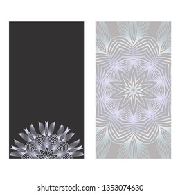 The Front And Rear Side. Mandala Design Elements. Wedding Invitation, Thank You Card, Save Card, Baby Shower. Vector Illustration. Grey color.