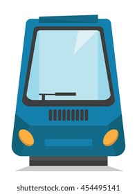 Vista frontal o trasera de la moderna ilustración de diseño plano del vector del tren de alta velocidad aislado en fondo blanco.