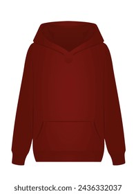 Sudadera con capucha roja delantera. ilustración vectorial