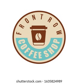 Front row coffee shop logo design is combination of modern and classic coffee packaging 