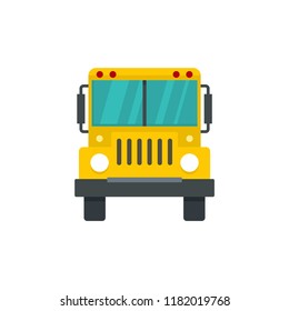 Front of school bus icon. Flat illustration of front of school bus vector icon for web design
