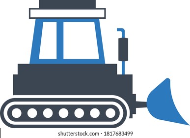 front scoop bulldozer concept vector icon , heavy equipment design, civil engineering and construction Symbol on White background