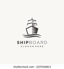 Front ship boat cargo export import cruiser minimalist logo design icon template vector
