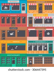 Front Shop Facade Set Illustration Vector