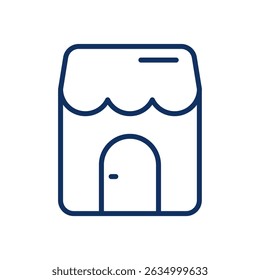 Icono de la línea de la tienda delantera. Signo de contorno de tienda de trazos editable