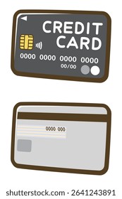 Front side and back side of credit card. Cashless payment. Vector illustration.