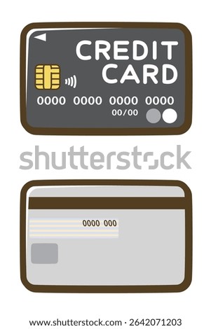 Front side and back side of credit card. Cashless payment. Vector illustration.