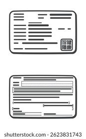 Parte frontal y trasera de la tarjeta nacional de seguro médico. documento de Identificación. Ilustración vectorial. Traducción: Seguro de salud.