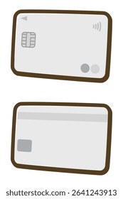 Front side and back side of numberless credit card. Cashless payment. Vector illustration.