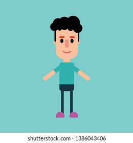 Front, side, back view animated character,separate parts of body. Young boy constructor with various views, hairstyles, poses and gestures. Cartoon style, flat vector illustration.