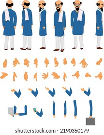 Front, side, back view animated character,Vector cartoon character design.