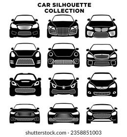 Front side of the car vector silhouette collection design 