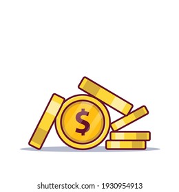 Vorderseite und Seite-Dollar-Münzkartographie Symbol für Web, Landing-Seite, Aufkleber, Banner, Symbol, Flyer, Design auf weißem Hintergrund