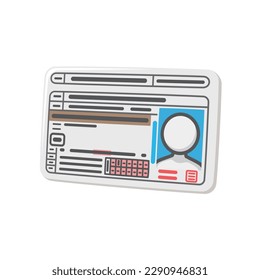 Parte delantera de la licencia de conducir. Documento de identificación. Ilustración vectorial.