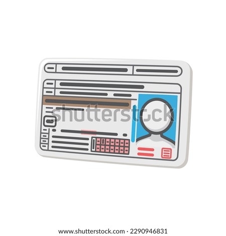 Front side of driver's license. Identification document. Vector illustration.