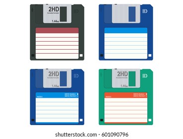 Front side of floppy disc with space for text. Flat vector.