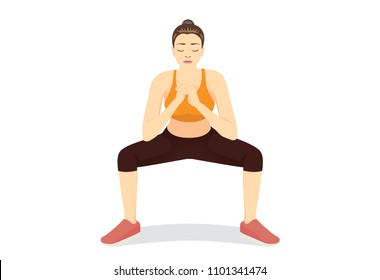 Front side of healthy woman doing Squat Exercises for the lower body. Workout woman full-body isolated on white.