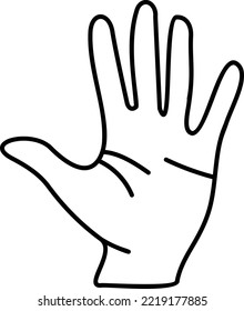 Front Side of Left Hand Concept, Five Fingers Palm vector outline icon Design, Organ System Symbol, Human Anatomy Sign, Human Body Part Stock illustration