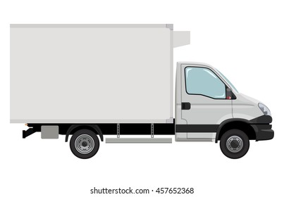 The front side of the light commercial vehicle on a white background