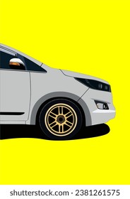 Front Side Look MPV Car Modification Vector Art