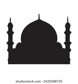 The front side of the mosque, silhouette. white background