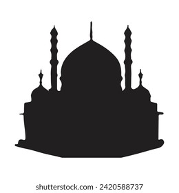 The front side of the mosque, silhouette. white background