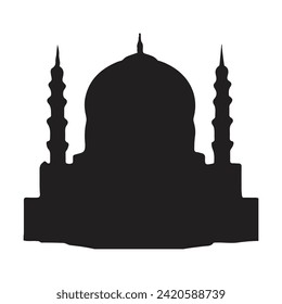 The front side of the mosque, silhouette. white background