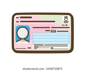 Front side of my number card. Identification document. Vector illustration.