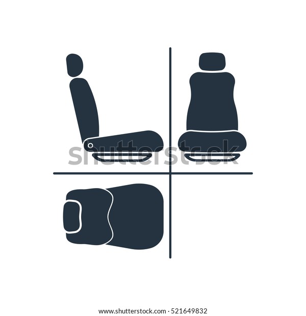 front, side, top seat\
projection isolated icon on white background, auto service, repair,\
car detail 
